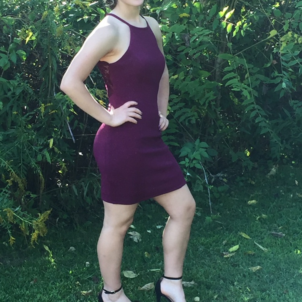 Burgundy/ plum sparkly dress size S